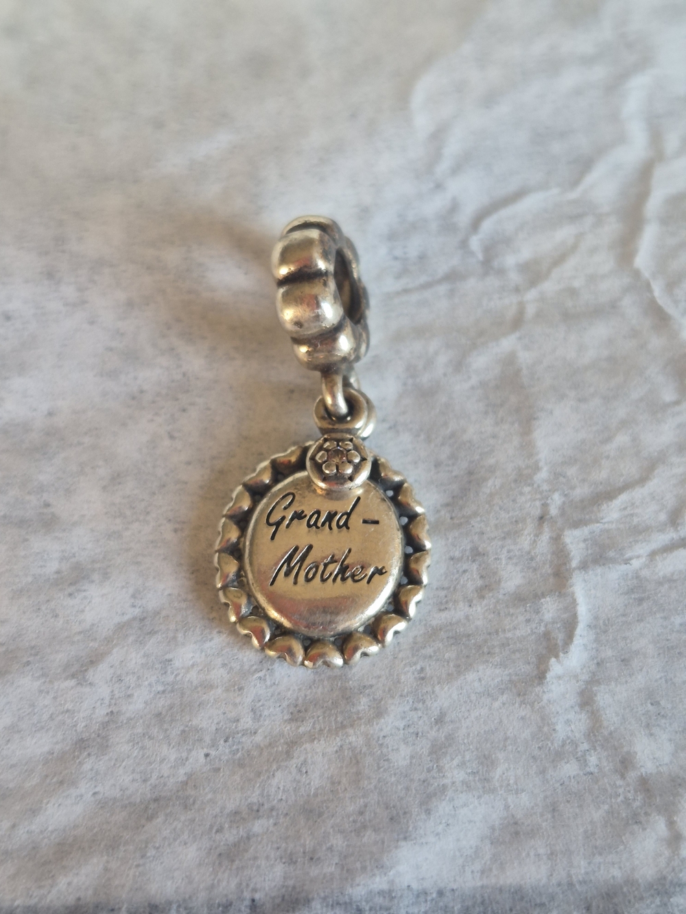 Grand-Mother Silver Tone Dangle Charm Pendant